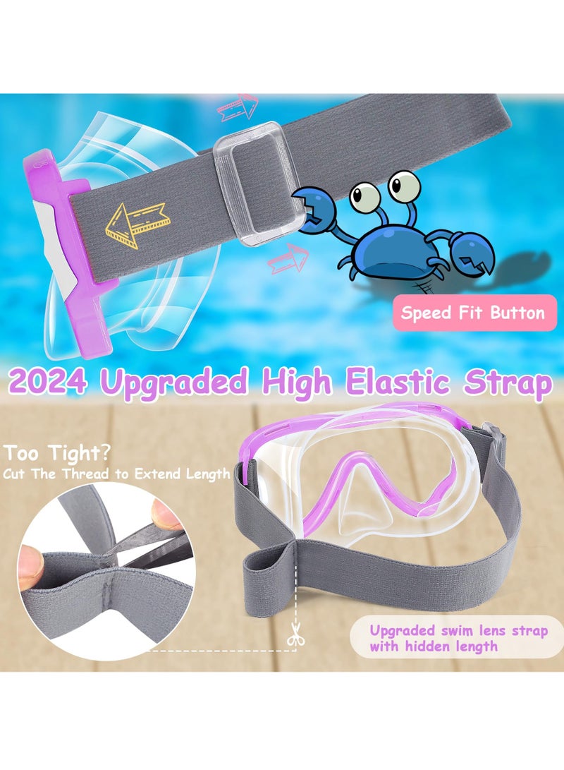 Generic Kids-Goggles with Nose Cover, Diving Mask Elastic Fabric Strap Anti Fog Anti Shattered Lens for Kids Swim Goggles 3-14 - Image 3