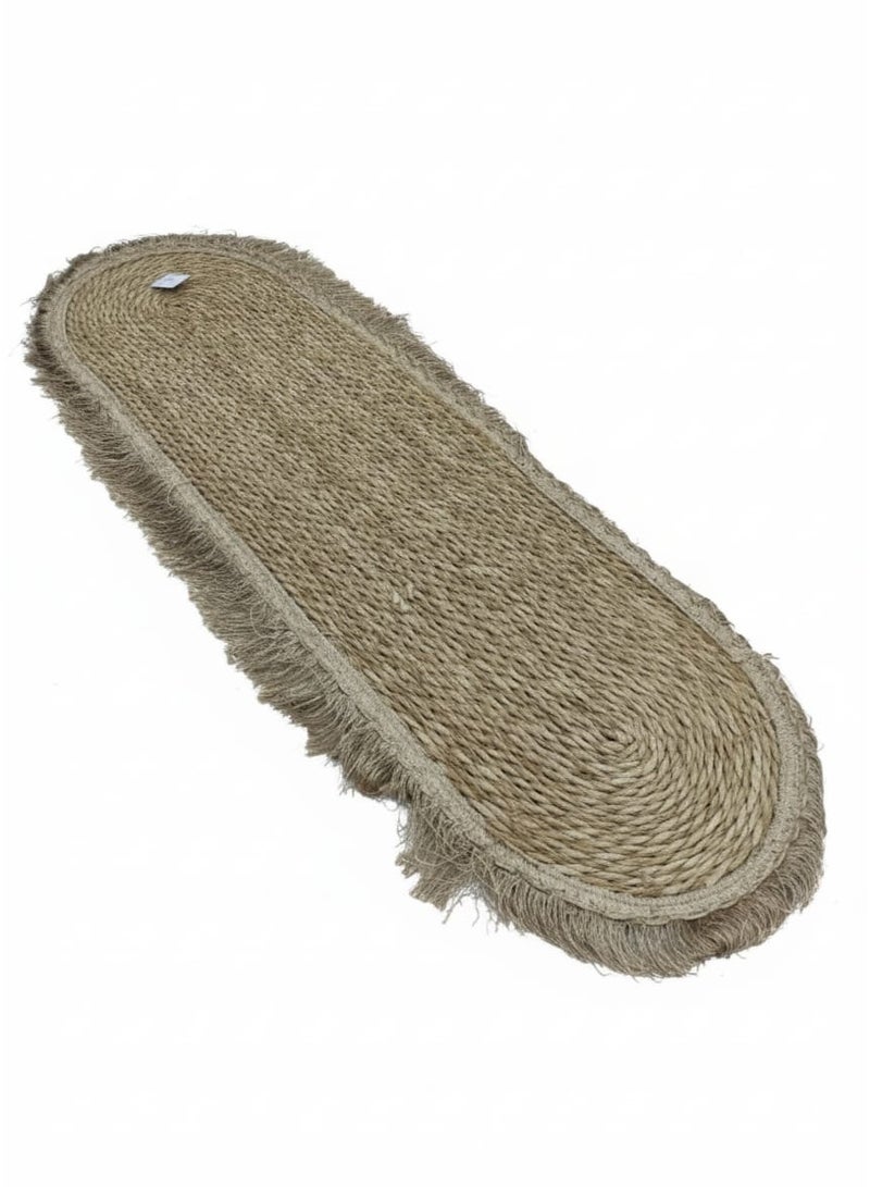 AKDC Oval Rattan Rug 35×120cm – Brownish Fringe Border, Elegant Handmade Rug for Hallways & Entryways - Image 3