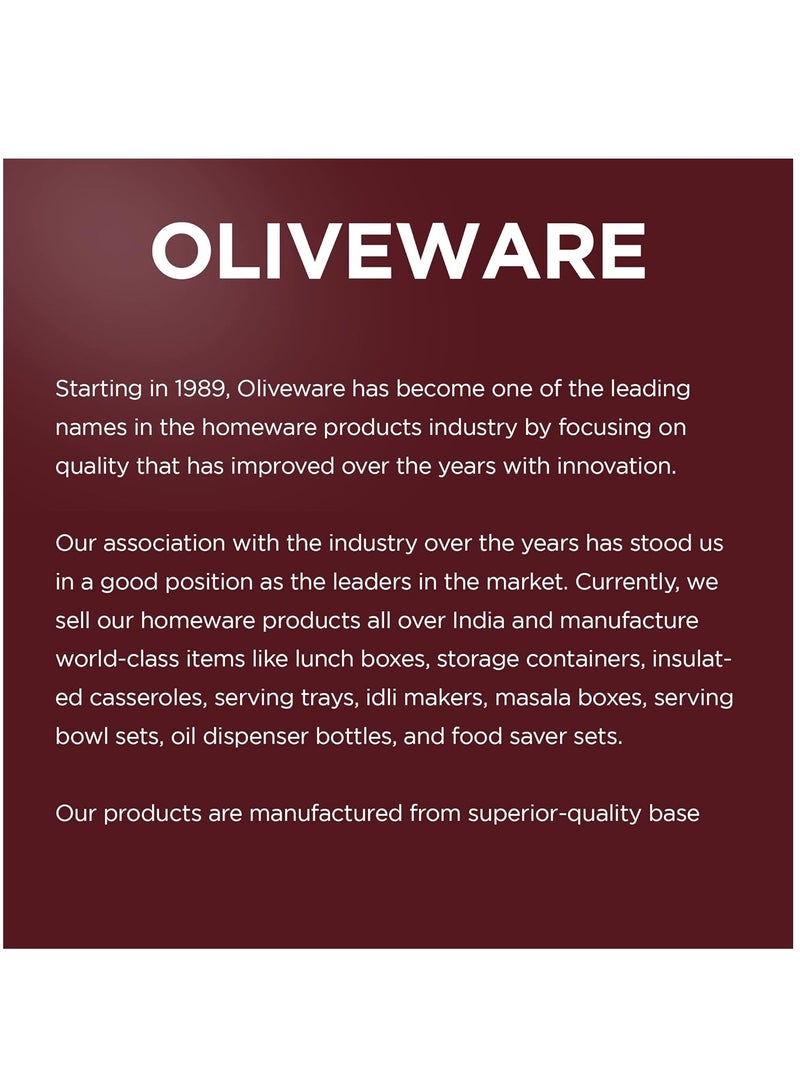 oliveware Teso Pro Lunch Box with Steel Cutlery, 3 Microwave Safe Inside Steel Containers with BPA free Lids, Plastic Pickle Box, Steel Water Bottle | Maroon - Image 5