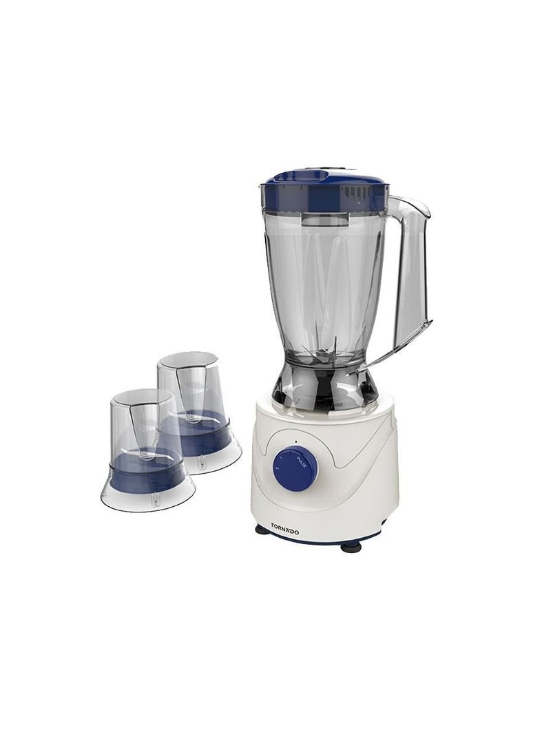 خلاط كهربائي تورنيدو 400 وات ، 1.5 لتر ، 2 مطحنة ، أزرق BL400/2-BLUE