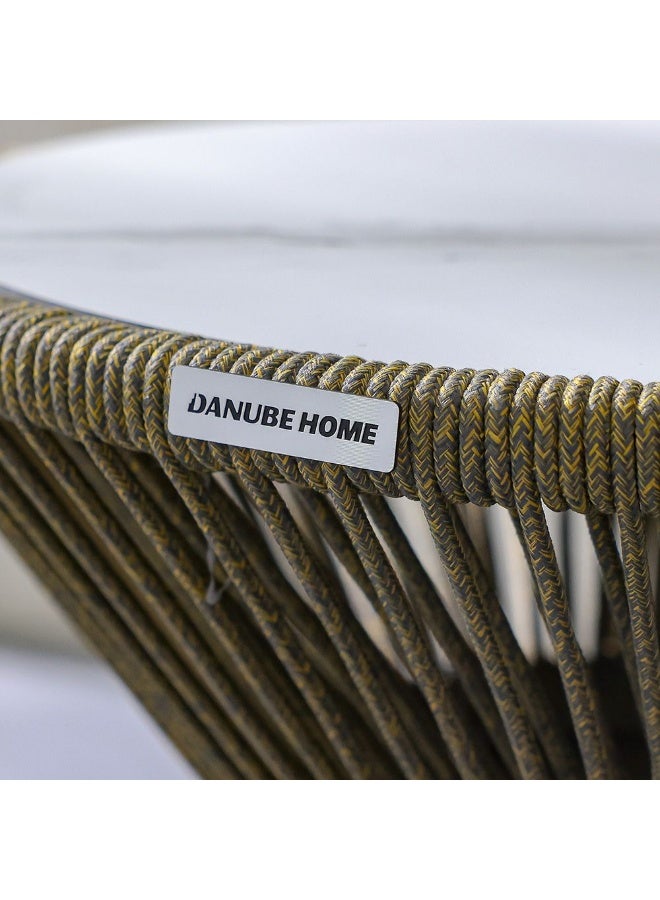 DANUBE HOME Cinza Coffee Table | 1 pc Outdoor Table |  Water-Resistant Patio Desk |  All Weather Steel Patio Modern Outdoor Furniture For Garden-White & Yellow - Image 4