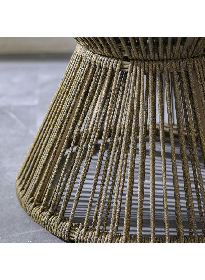 DANUBE HOME Cinza Coffee Table | 1 pc Outdoor Table |  Water-Resistant Patio Desk |  All Weather Steel Patio Modern Outdoor Furniture For Garden-White & Yellow - Image 2