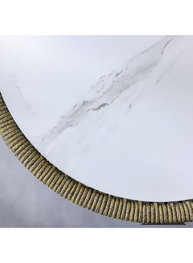 DANUBE HOME Cinza Coffee Table | 1 pc Outdoor Table |  Water-Resistant Patio Desk |  All Weather Steel Patio Modern Outdoor Furniture For Garden-White & Yellow - Image 3