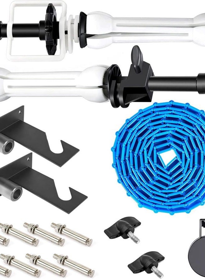 Fotoconic Single Roller Wall/Light Stand Mounting 2-in-1 Manual Background Support System, Including Two Single Hooks, Two Expand Bars, One Chain - Image 1