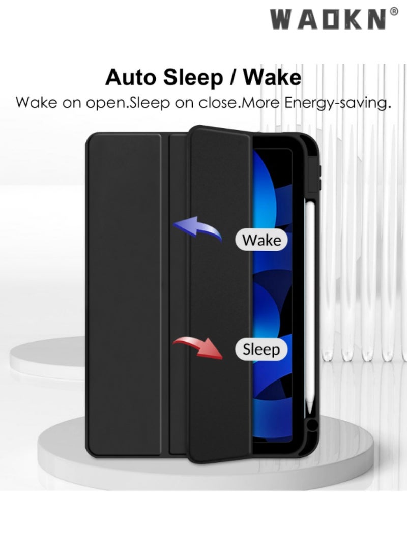 دبليو أيه أو كي أن آي باد 10.9-inch حماية القضية ، حالة حماية ذكية مع القلم الأخدود ، صدمة برهان تغطية كاملة ، التلقائي النوم / الاستيقاظ ، ودائم تصميم عصري ، أسود - Image 2