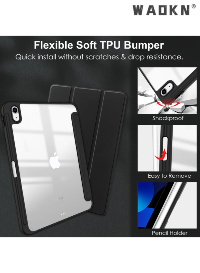 دبليو أيه أو كي أن آي باد 10.9-inch حماية القضية ، حالة حماية ذكية مع القلم الأخدود ، صدمة برهان تغطية كاملة ، التلقائي النوم / الاستيقاظ ، ودائم تصميم عصري ، أسود - Image 3