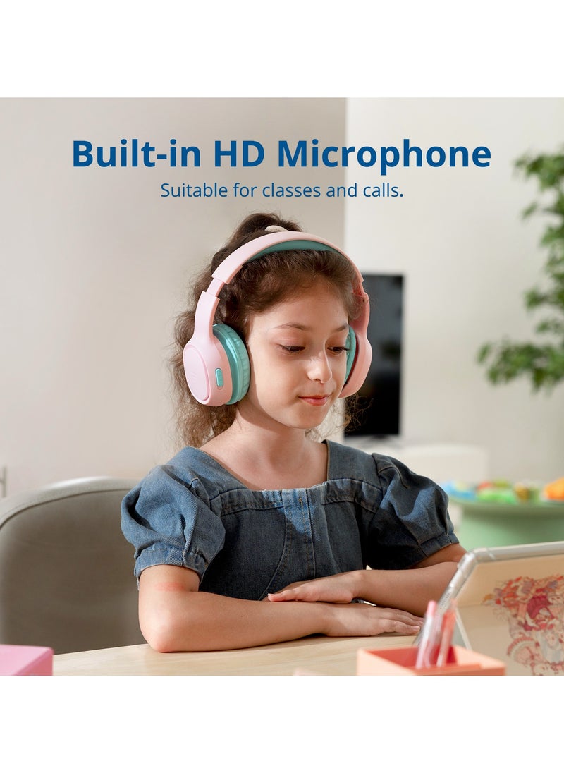 Tronsmart Tronsmart KH02 Kids Bluetooth Headphones, Volume Limit 74/85/93dB, 45H Playtime, Bluetooth 5.3, Built-in 3.5mm Audio Cable, Foldable, Wireless Headphones with Microphone for School/Travel/Plane Pink  - Image 3