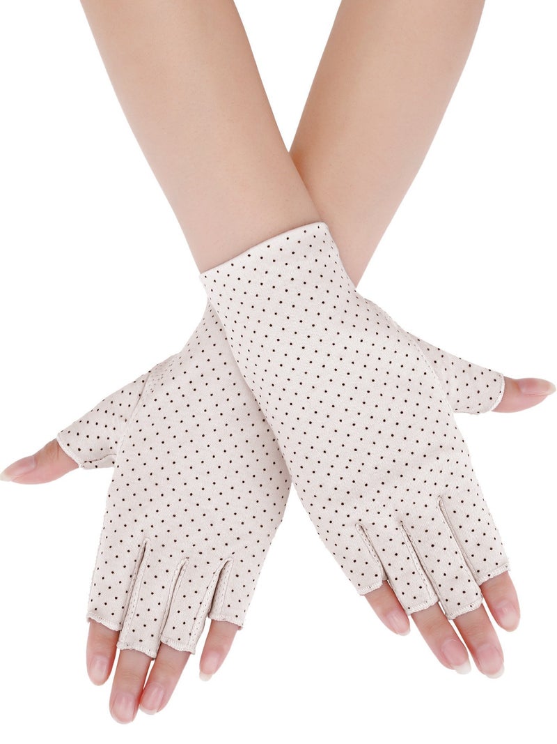 Maxdot Sun Gloves for Women UV Protection Fingerless Non Slip sunscreen Driving Gloves for Summer Outdoor(1 Pair,Beige) - Image 1