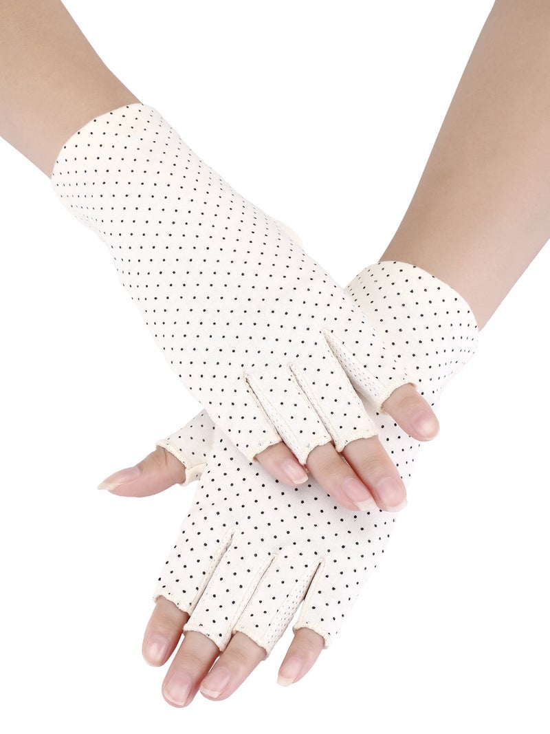 Maxdot Sun Gloves for Women UV Protection Fingerless Non Slip sunscreen Driving Gloves for Summer Outdoor(1 Pair,Beige) - Image 4