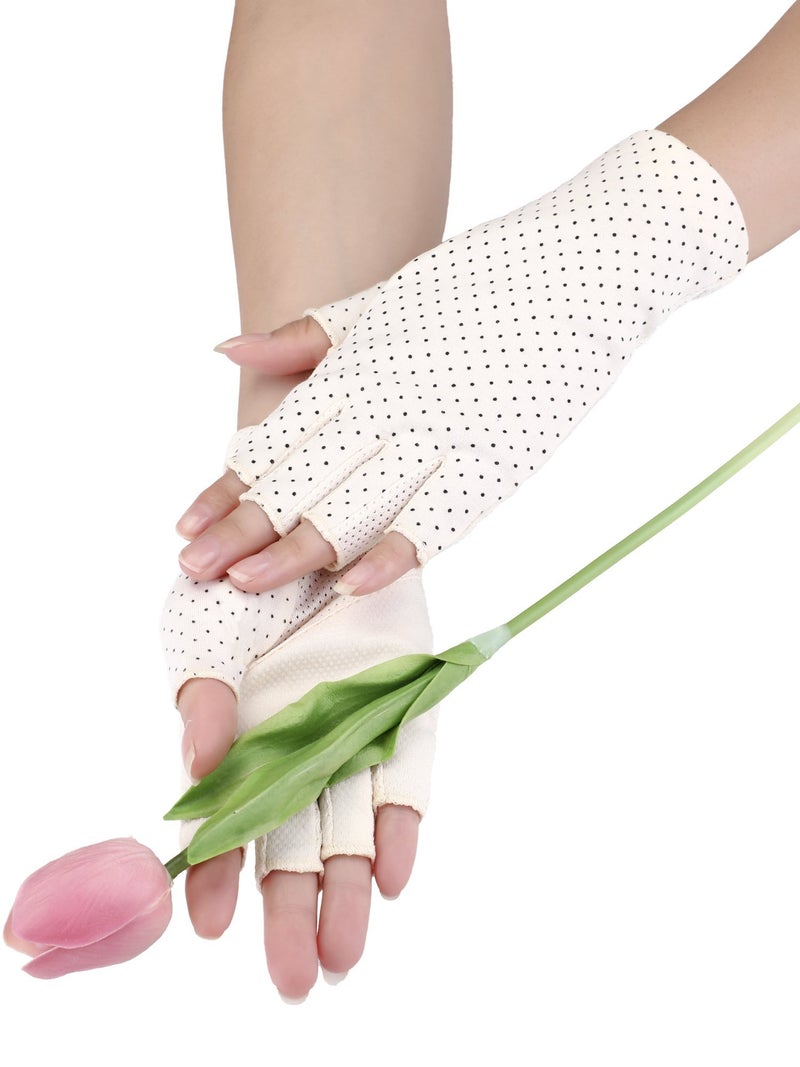Maxdot Sun Gloves for Women UV Protection Fingerless Non Slip sunscreen Driving Gloves for Summer Outdoor(1 Pair,Beige) - Image 5