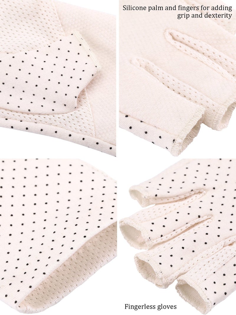 Maxdot Sun Gloves for Women UV Protection Fingerless Non Slip sunscreen Driving Gloves for Summer Outdoor(1 Pair,Beige) - Image 3