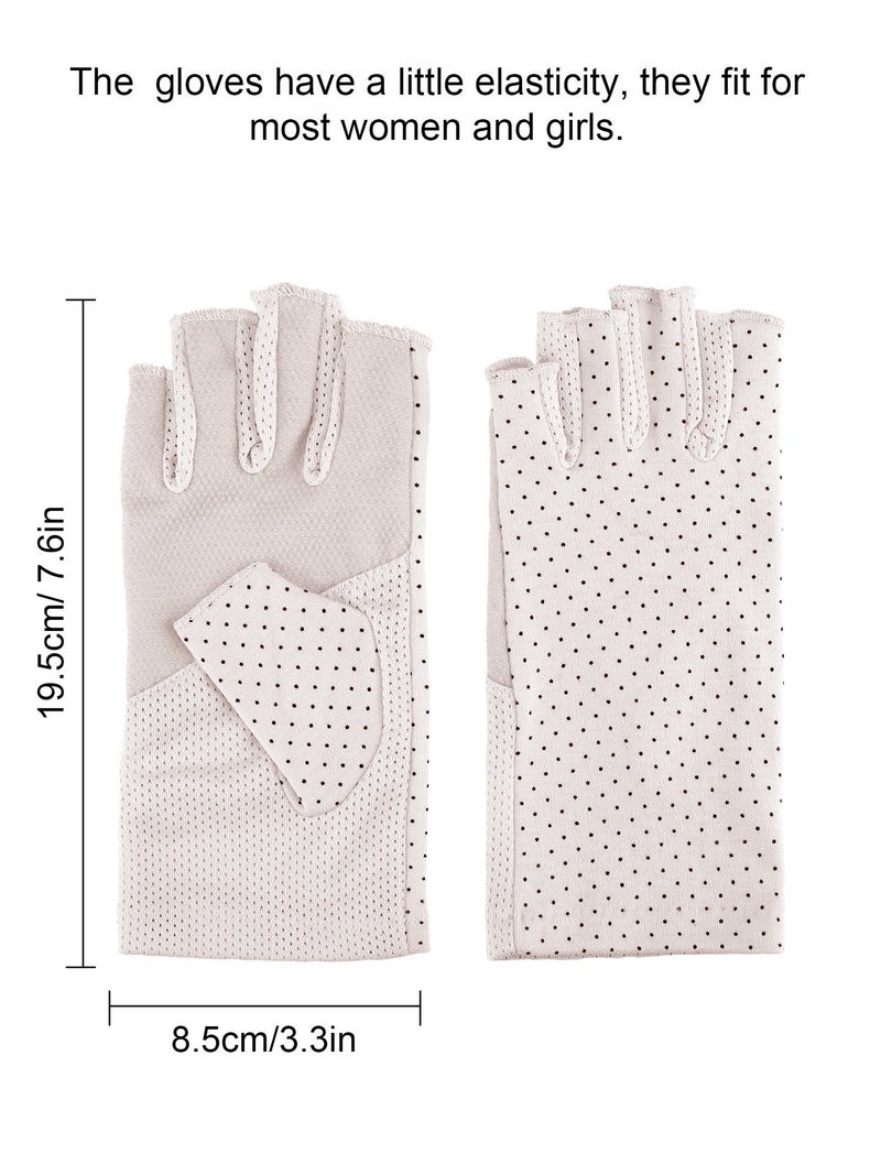 Maxdot Sun Gloves for Women UV Protection Fingerless Non Slip sunscreen Driving Gloves for Summer Outdoor(1 Pair,Beige) - Image 2