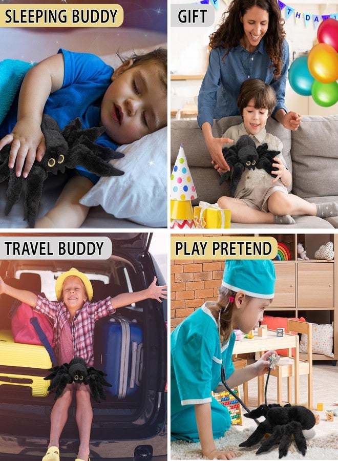 Puzzled Black Spider Plush, 7 Inch Collectible Decorative Big Eyes Tarantula Stuffed Toy Soft Take A Long Plushie Pillow Squishes Washable Cushy Mini Doll Creepy Crawlies Themed Kids Toys & Games - Image 4