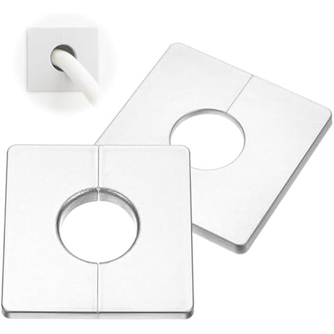 2 X HOLE COVERS, RADIATOR PIPE COVERS, INNER DIAMETER 33 MM, WALL HOLE COVERS FOR TUBES, SPLIT FLANGE, FOR SQUARE PLATES - Image 1