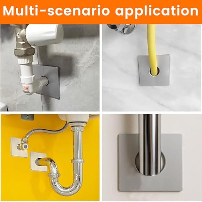 2 X HOLE COVERS, RADIATOR PIPE COVERS, INNER DIAMETER 33 MM, WALL HOLE COVERS FOR TUBES, SPLIT FLANGE, FOR SQUARE PLATES - Image 2