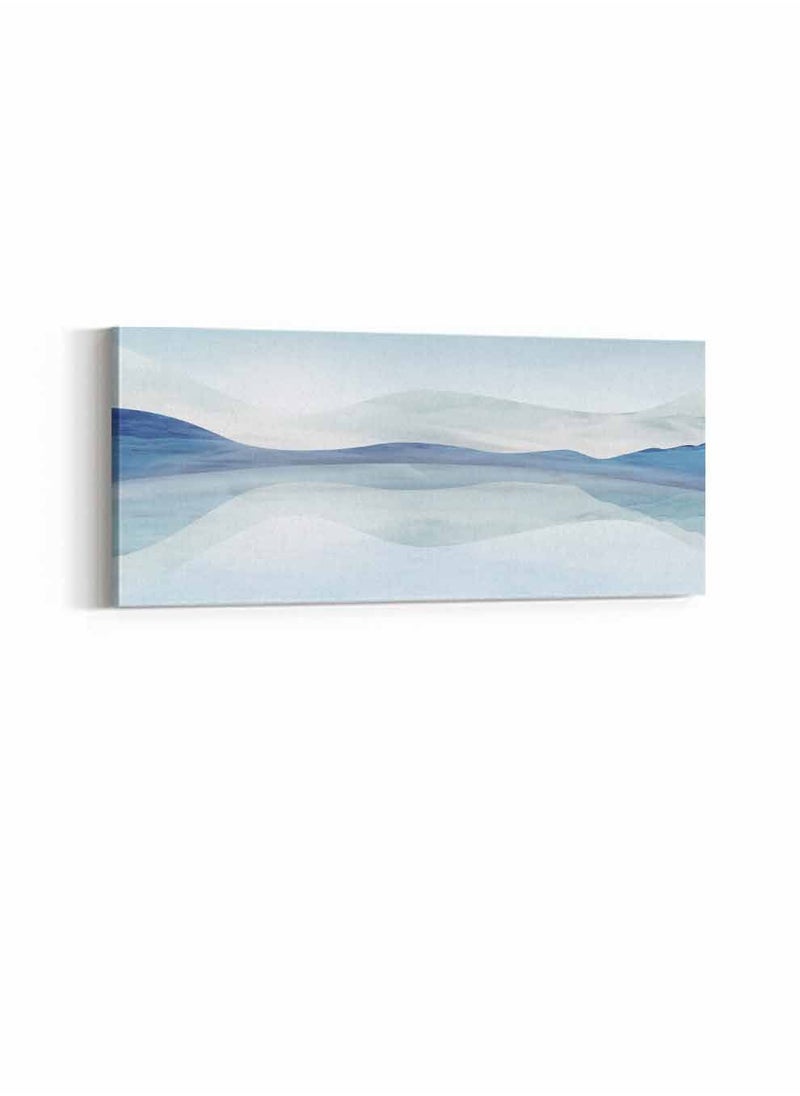 LOWHA Framed Canvas Wall Art Stretched Over Wooden Frame, Panorama Orientation Mountains and Lake Painting, For Home, Living Room, Office Décor  - Image 3