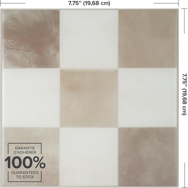 Smart Tiles بلاط سمارت تايلز () قابل للتقشير واللصق لتغطية الجدران الخلفية - 5 أوراق بمقاس 7.66" × 7.66" - بلاط خلفي ثلاثي الأبعاد قابل للتقشير واللصق للاستخدام في المطبخ والحمام وتزيين الجدران، رقم المنتج: SM1262S - Image 3