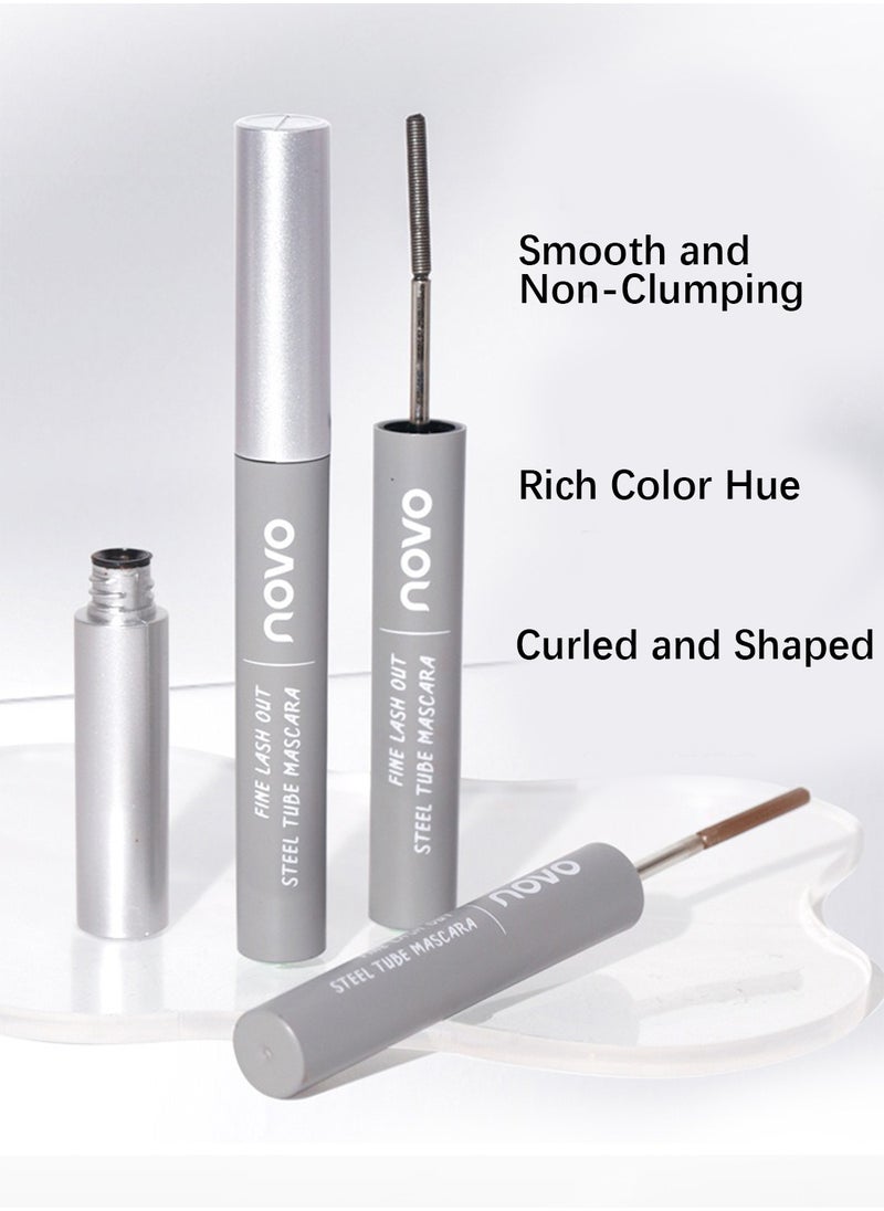 Novo Steel Tube Mascara, Volumizing Lengthening Defining Lifting Curling Multiplying Eye Makeup Lash Extension, No Smudging Long Lasting Waterproof Mascara for Women  - Image 3