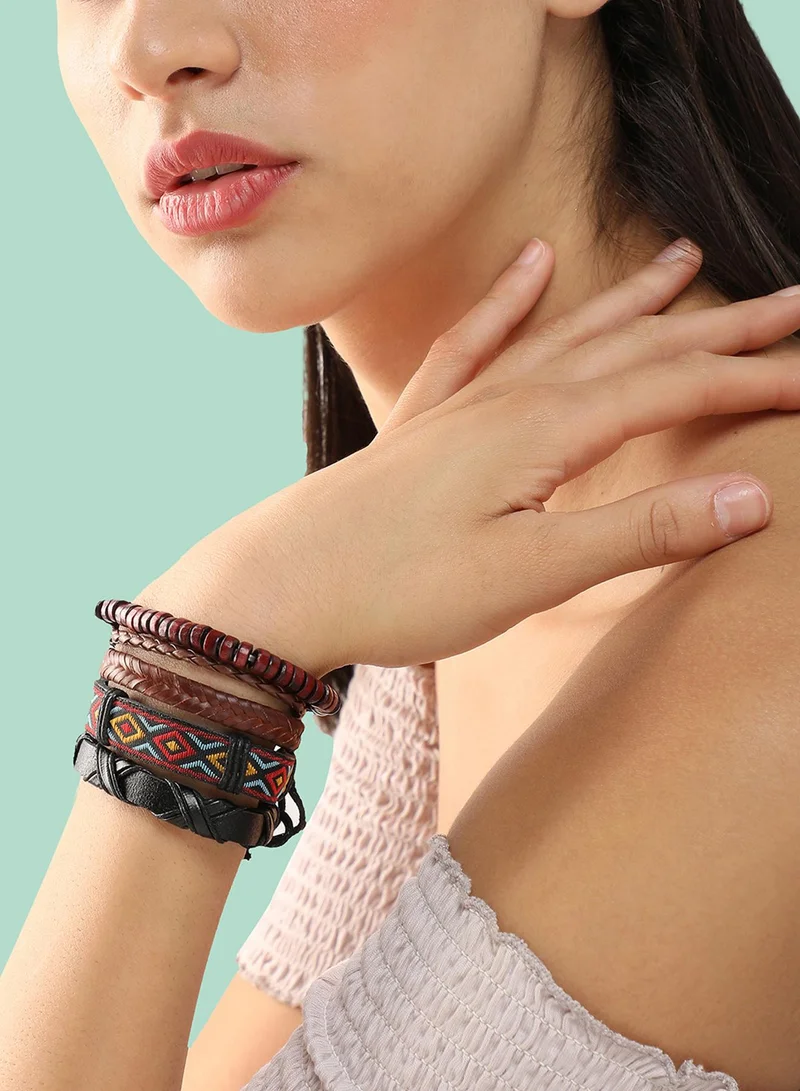 SOHI Trendy Casual Pu Leather Designer Artificial Bracelet Jewellery