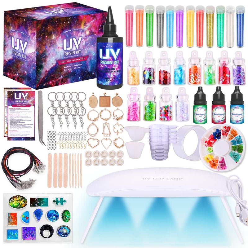Insnug UV Resin Jewelry Making Kit with Silicone Molds UV Light,DIY Kits Jewelry Bracelet Making Kits Supplies Necklace Keychain Bracelet Arts and Crafts Resin Bundle (Jewelry Set) - Image 1