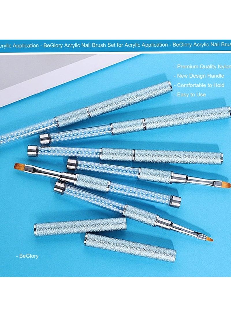 10 Pcs Acrylic Nail Art Brushes Set Manicure Tools Nail Art Diy Design Brush for Acrylic Application Nail Art Brush or Home Use and Professional Nail Salon Fine Drawing Nail Brushes blue - Image 3