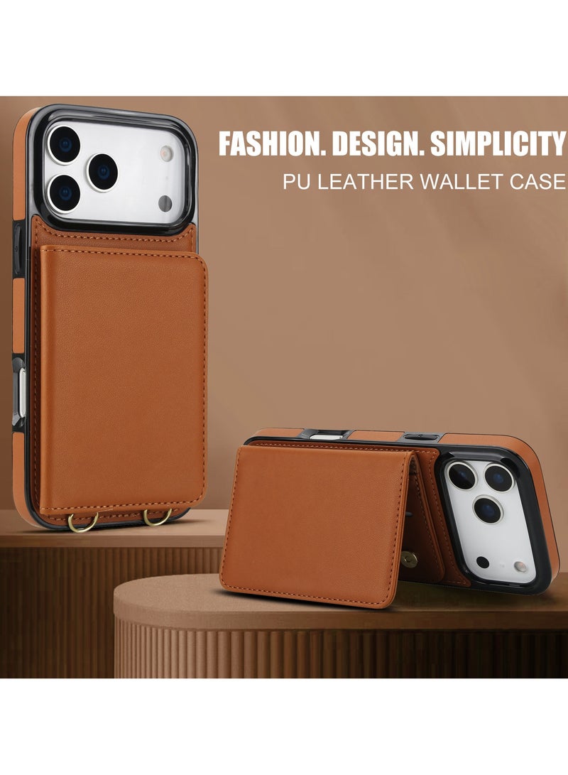 عام iPhone 17 Pro Max  Case Card-Accessible Flip Wallet Style With Lanyard Loop Full-Edge Drop Protection Business-Ready Portable Phone Case - Image 2