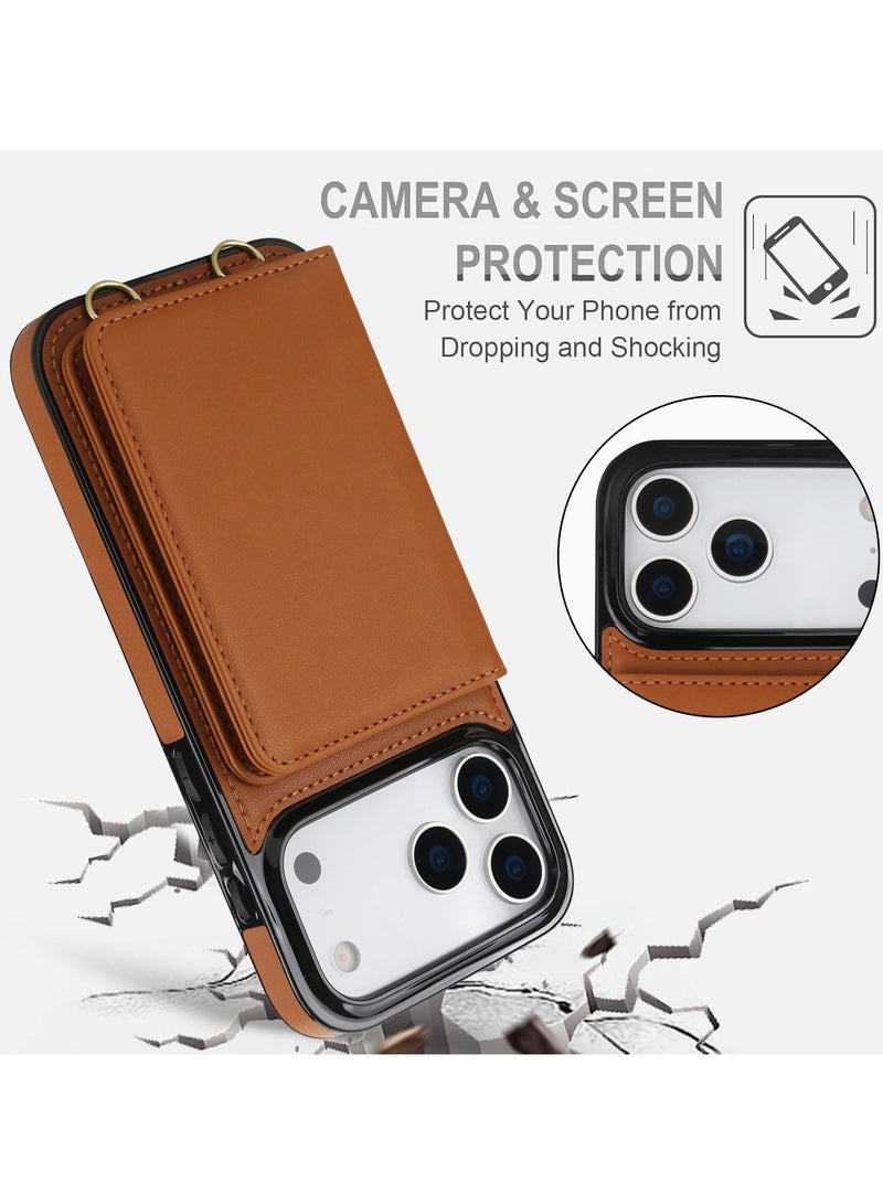 عام iPhone 17 Pro Max  Case Card-Accessible Flip Wallet Style With Lanyard Loop Full-Edge Drop Protection Business-Ready Portable Phone Case - Image 4