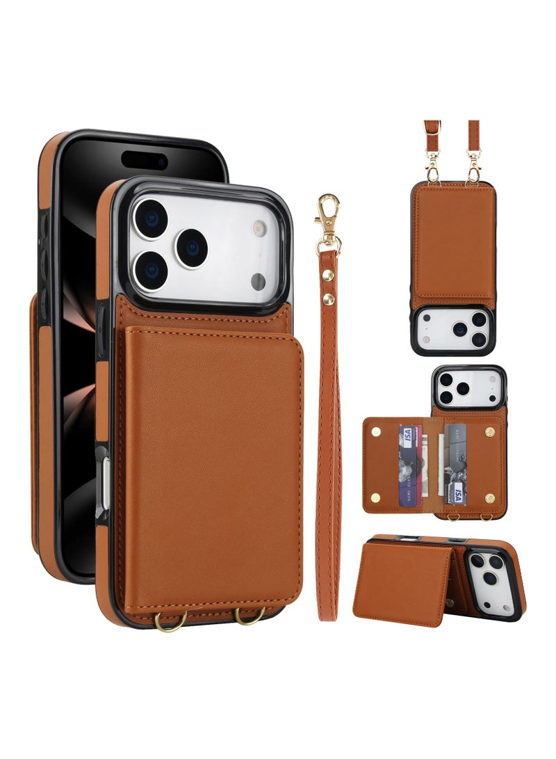 عام iPhone 17 Pro Max  Case Card-Accessible Flip Wallet Style With Lanyard Loop Full-Edge Drop Protection Business-Ready Portable Phone Case - Image 1