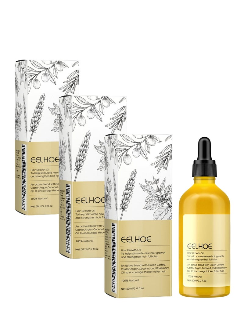EELHOE 3-PACK Rosemary Hair Oil, Prevents Hair Loss, Nourishes Scalp And Repairs Damaged Hair 60ml*3 - Image 1