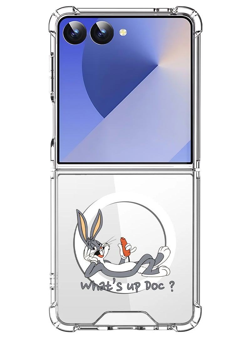 Theodor Magnetic Case for Samsung Galaxy Z Flip 7 Compatible with MagSafe Wireless Charging, Shockproof Phone Bumper Cover Whats up Doc - Image 1