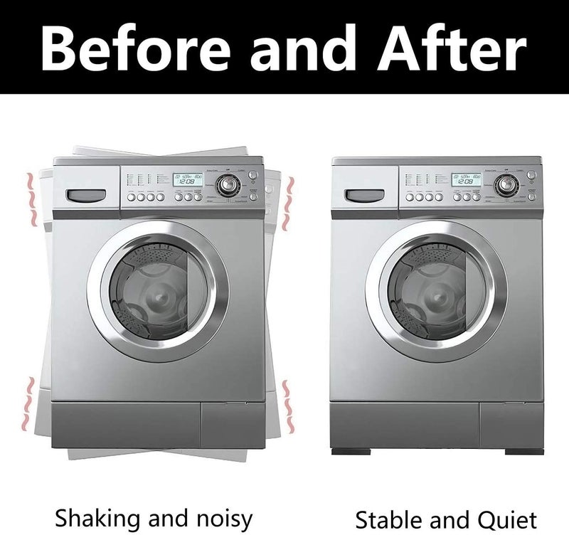 SIYANSHU Non Slip Anti-Vibration Washer Mat,Shockproof Absorbing Washer Pads,Furniture Protector Mat for Washing Machine Refrigerator Accessories Dryer Treadmill (Pack of-8, Black) - Image 3
