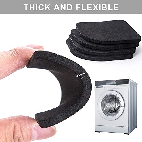 SIYANSHU Non Slip Anti-Vibration Washer Mat,Shockproof Absorbing Washer Pads,Furniture Protector Mat for Washing Machine Refrigerator Accessories Dryer Treadmill (Pack of-8, Black) - Image 2