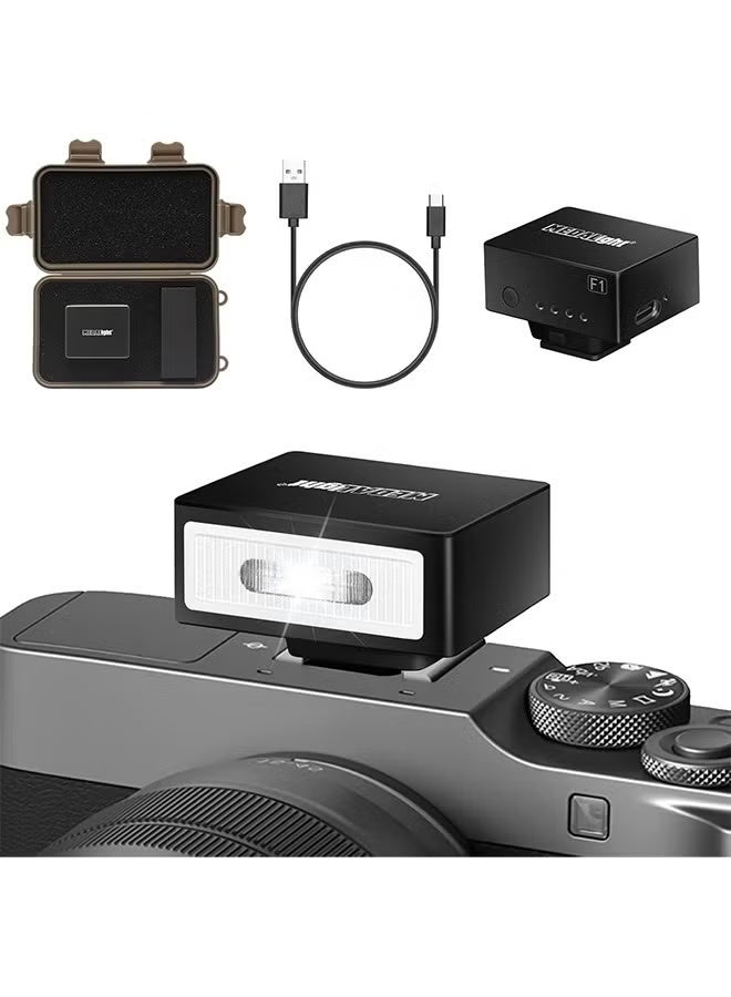 فلاش كاميرا صغير F1 Speedlite لكاميرات Ricoh (GR3/GR3X، إلخ.) Nikon/Canon/Fuji، كاميرات الأفلام الرقمية، فلاش الحذاء الساخن الصغير لكاميرا DSLR (غير متوافق مع Sony ZV-1F). - Image 1