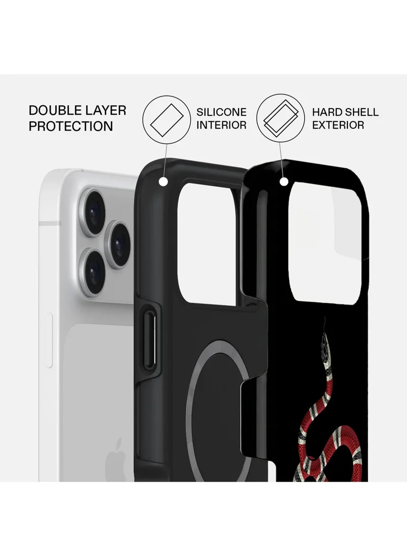 موبكوس جراب iPhone 18 Pro Midnight Serpent المميز، متوافق مع غطاء صلب مزدوج الطبقات مع حماية من السيليكون - غطاء مقاوم للخدوش والصدمات