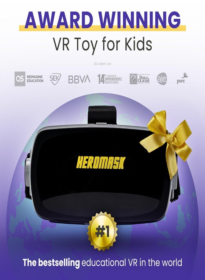 Heromask VR Headset + Math Games [Multiplication Subtraction etc] Virtual Games: Gift for Boys & Girls. Cool Educational Toys for Kids 5 6 7 8… Years Old. Virtual Reality Learning Resource Grade 1 2 3 4…8 - Image 3