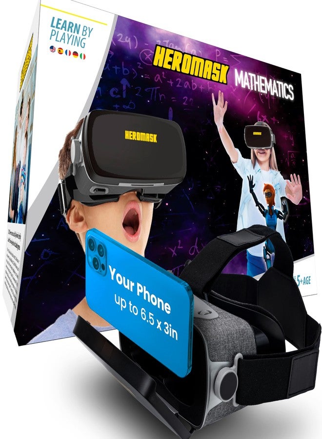 Heromask VR Headset + Math Games [Multiplication Subtraction etc] Virtual Games: Gift for Boys & Girls. Cool Educational Toys for Kids 5 6 7 8… Years Old. Virtual Reality Learning Resource Grade 1 2 3 4…8 - Image 1