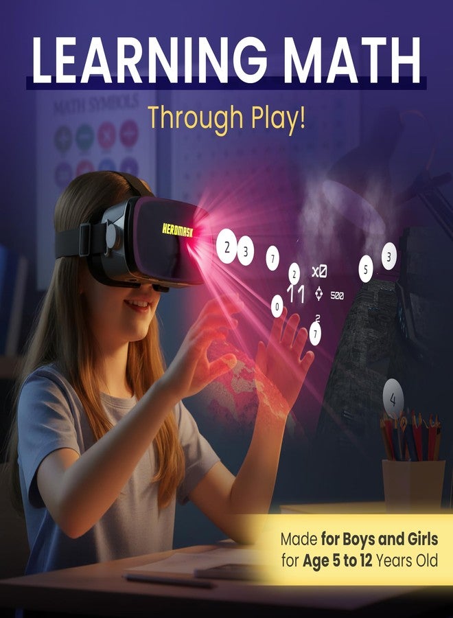 Heromask VR Headset + Math Games [Multiplication Subtraction etc] Virtual Games: Gift for Boys & Girls. Cool Educational Toys for Kids 5 6 7 8… Years Old. Virtual Reality Learning Resource Grade 1 2 3 4…8 - Image 5