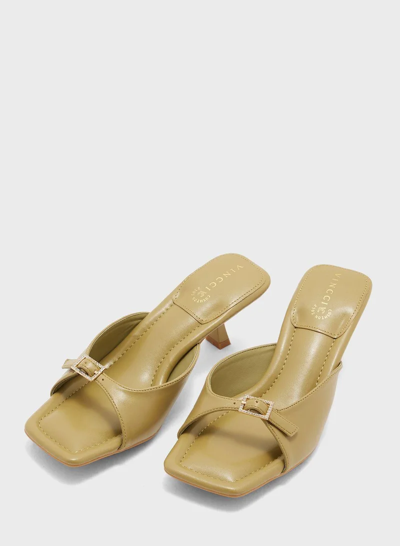Vincci Buckle Strap Mid Heel Sandals