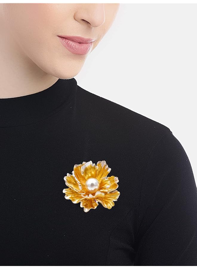 YouBella Jewelery Latest Stylish Crystal Unisex Floral Brooch For Wedding Party For Women Girls Men - Image 2