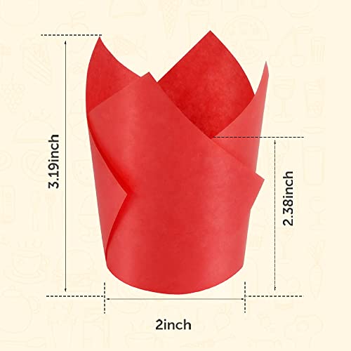 Xindtek Baking Cups 100-Count Muffin Cups Standard Tulip Muffin Cupcake Natural Cupcake Paper Liners for Wedding Birthday Christmas Party Baby Shower Anniversaries All Festivals - Image 5
