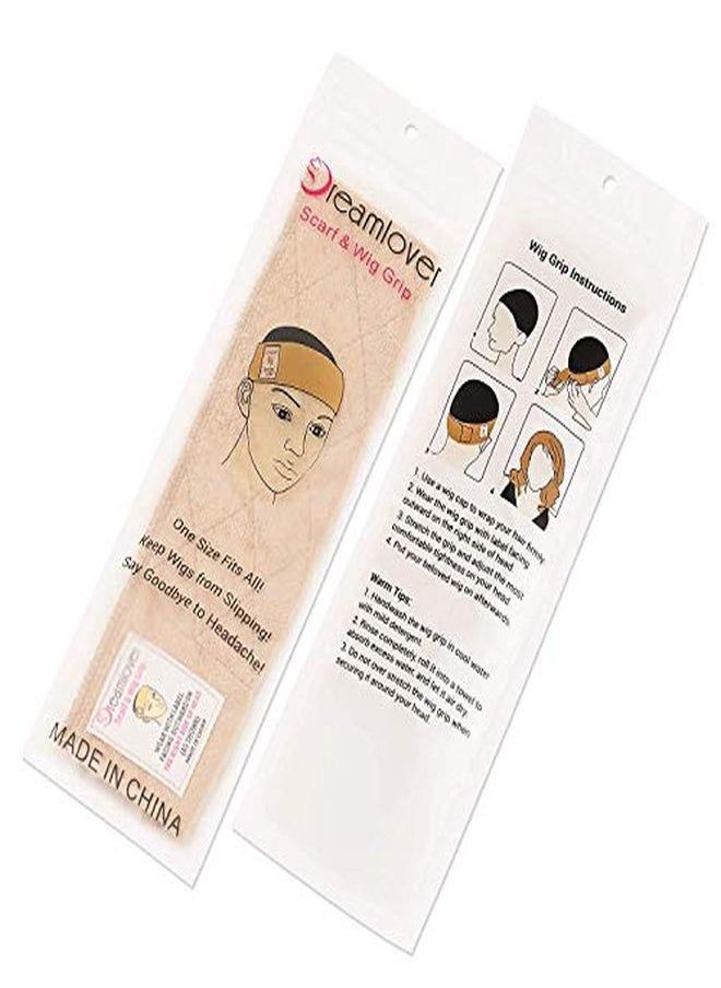 Dreamlover 2 Pack Elastic Wig Grip Headband, Adjustable Thin Velour Wig Scarf Hat Grip Band, Nude  - Image 2