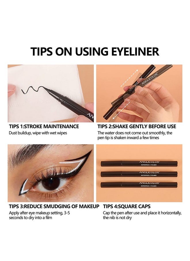 Anglicolor 6Pcs Matte Colored Liquid Eyeliners Delineador De Ojos De Colores Set Colorful Eye Liner Liquid Color Eyeliner Eye Makeup For Gifts Bright Colors Waterproof Smooth & No Fading (6 Colors)  - Image 3