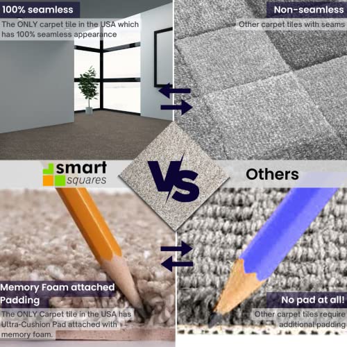 SMART SQUARES THE SIMPLE FLOORING SOLUTION Smart Squares Walk in The Park Premium Made in The USA Carpet Tiles 18x18 Inch, Soft Padded, Seamless Appearance, Peel and Stick for Easy DIY Installation (10 Tiles - 22.5 Sq Ft, 314 Copper Mine) - Image 4