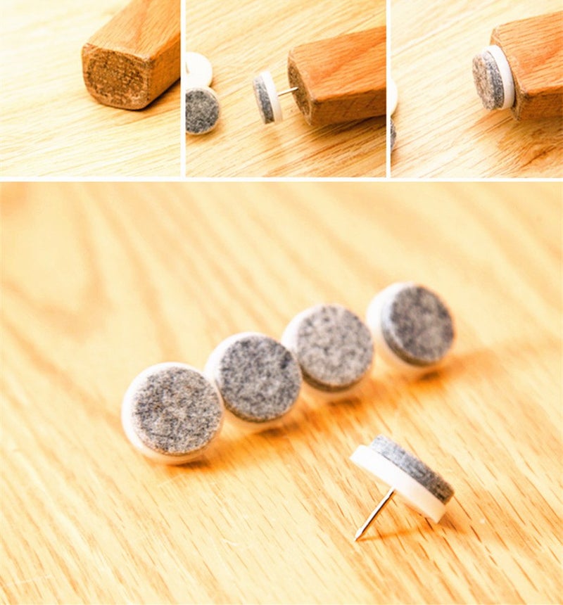 ALIMITOPIA 40pcs Furniture Felt Pad Heavy Duty Nail-on Chiar Slider Glide Pad Floor Protector for Wooden Furniture Chair Tables Leg Feet(Φ22mm or 0.87";White) - Image 5