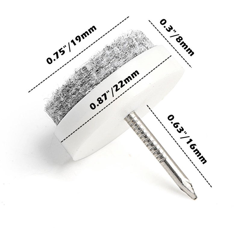 ALIMITOPIA 40pcs Furniture Felt Pad Heavy Duty Nail-on Chiar Slider Glide Pad Floor Protector for Wooden Furniture Chair Tables Leg Feet(Φ22mm or 0.87";White) - Image 2