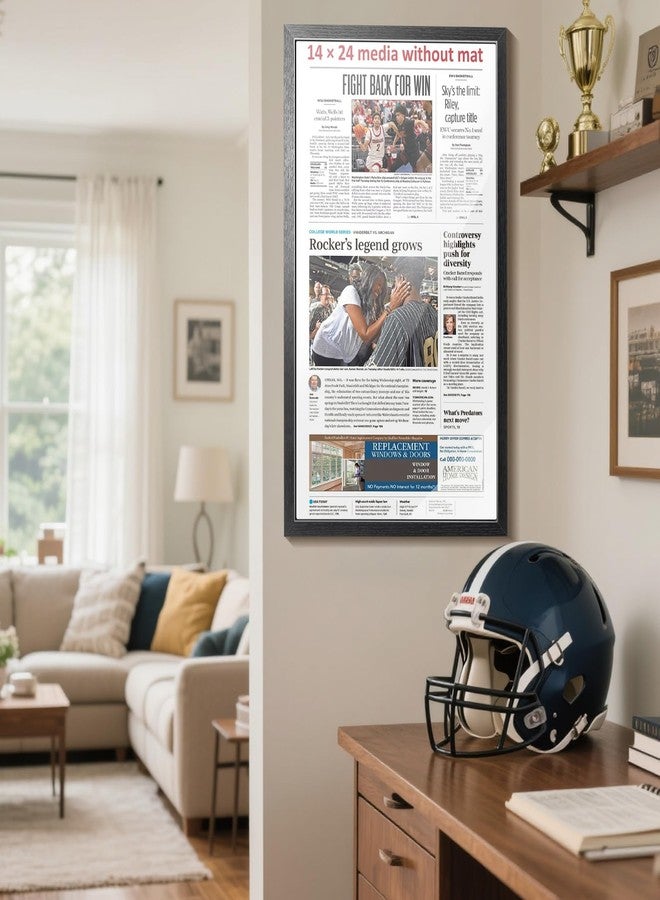 tutata 14" x 24" Newspaper Frame with Mat, Holds 11" x 22" Media or 14" x 24" without Matting, Newspaper Display Poster Frame, Black Mat - Image 2
