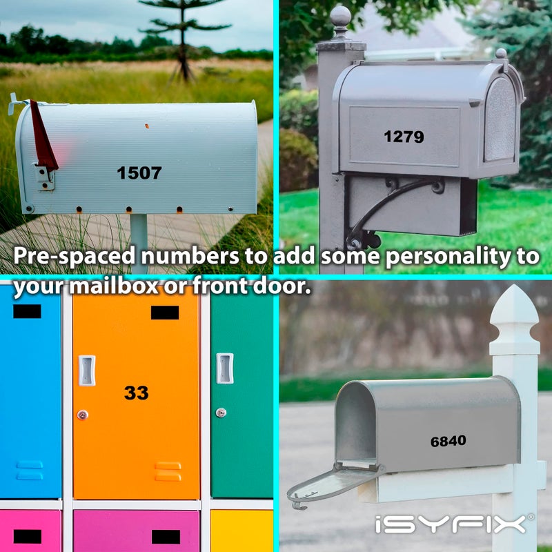 iSYFIX Black Vinyl Numbers Stickers â€“ 1.5 Inch Self Adhesive (2 Sets),Premium Decal Die Cut and Pre-Spaced for Mailbox, Signs, Window, Doors, Cars, Trucks, Homes, Address Numbers, Indoor or Outdoor - Image 3