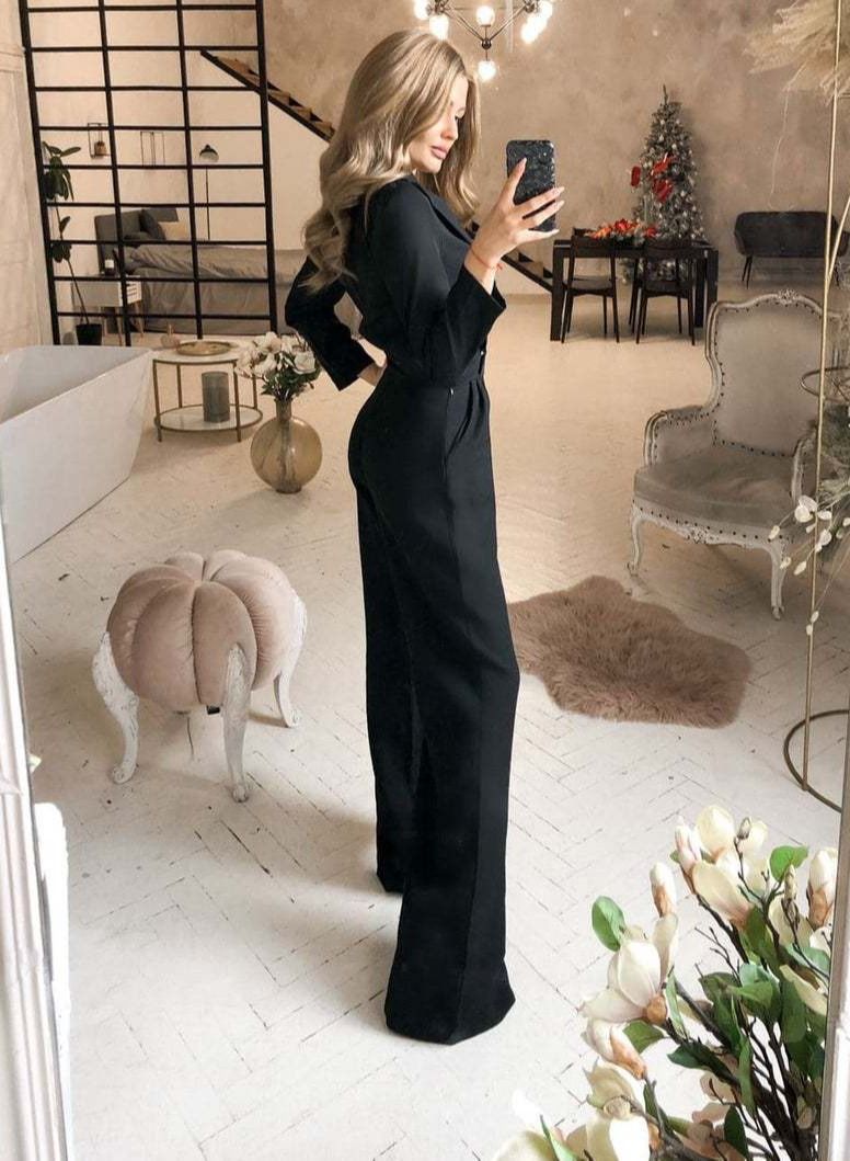 V-neck Jumpsuits Black  - Image 1
