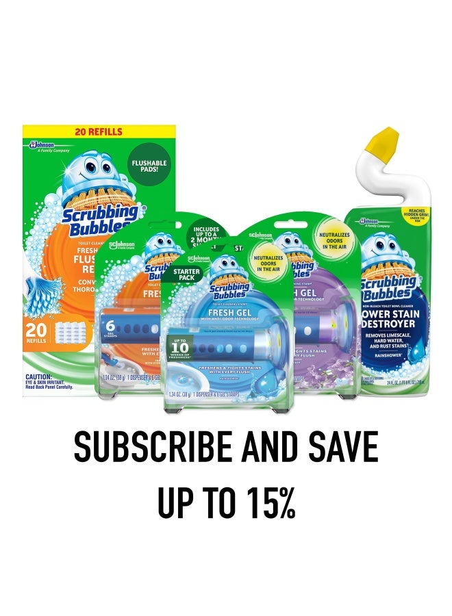 Scrubbing Bubbles Flushable Toilet Bowl Wand Cleaner Refills Fresh Brush Cleaner Toilet Refill Pads Removes Limescale Odors Citrus Scent 20 Count Pack of 2 - Image 2