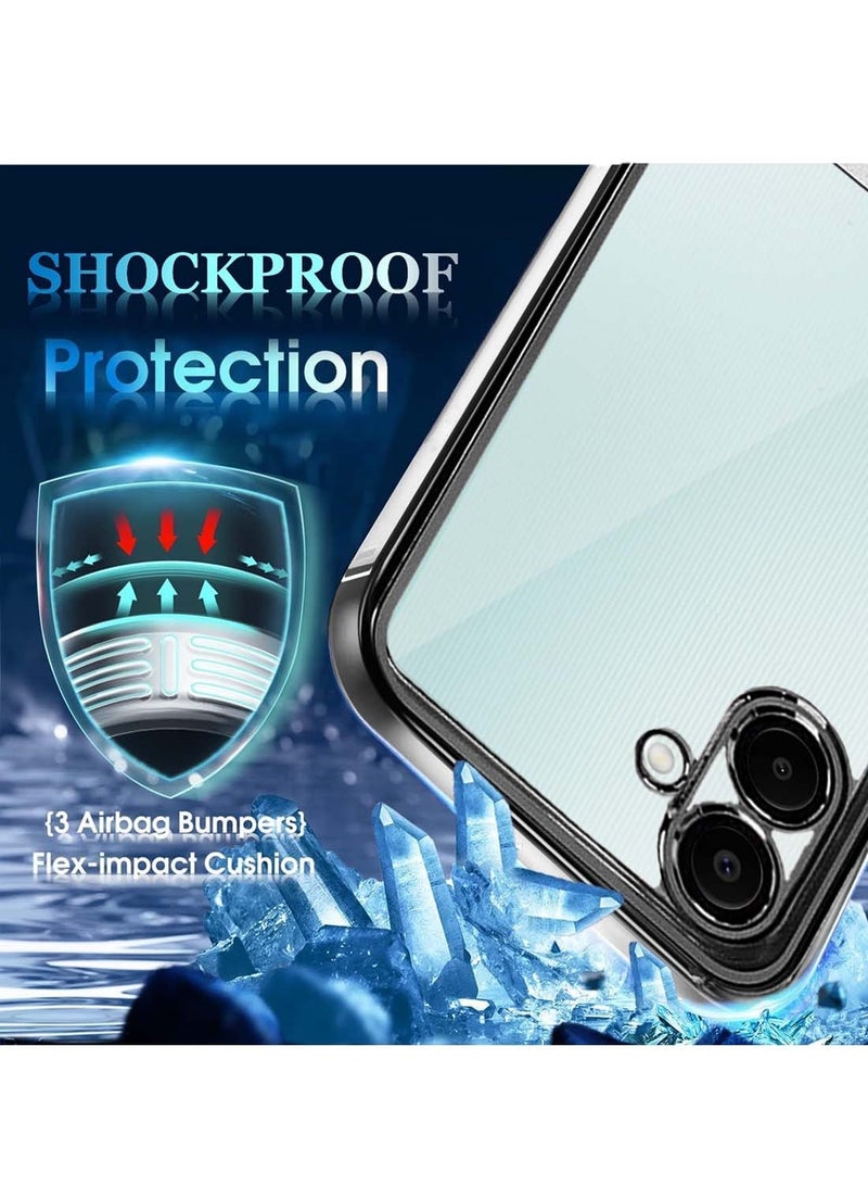 Wtech Samsung Galaxy A06 4G 2024 Luxury Plating Raised Lips Camera Hole Case Cover - Black - Image 3